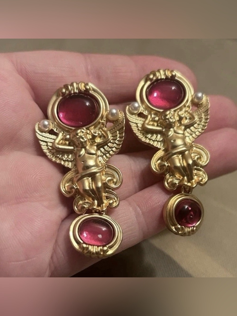 Kirks Folly cherub post back earrings